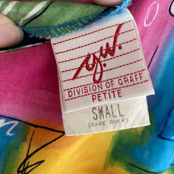 Division Of Graff Women's Shirt Blouse ~ Sz PS ~ Short Sleeve ~ Pink & Yellow - Picture 2 of 3